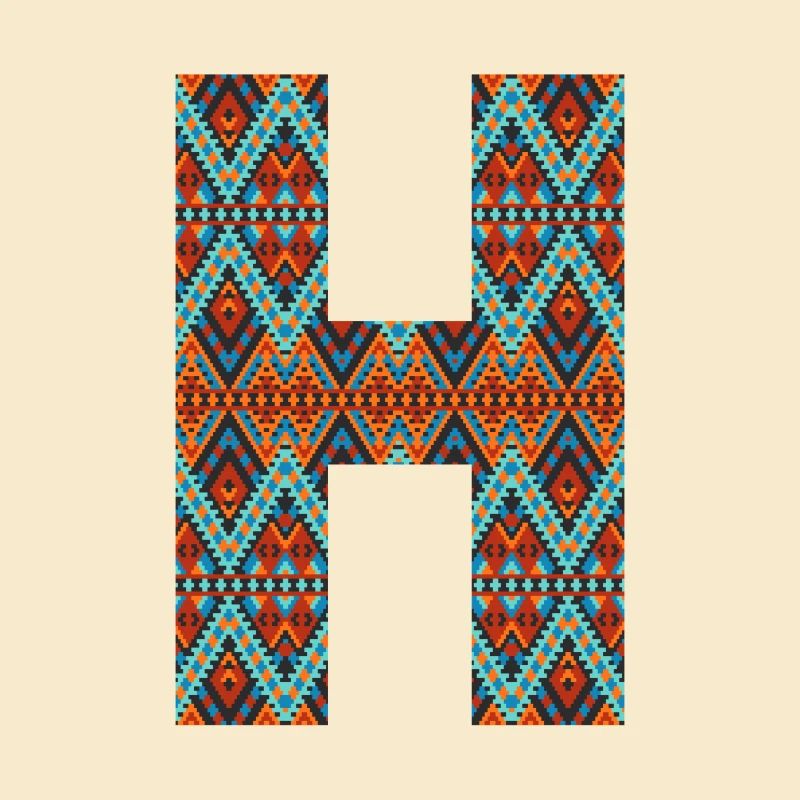 Buchstabe H - Boho-Design, buntes Monogramm
