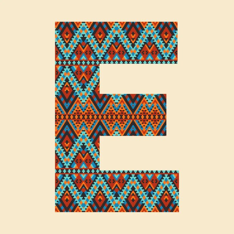 Letter E- boho design, Colorful monogram