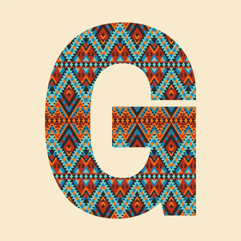 Buchstabe G- Boho-Design, Buntes Monogramm