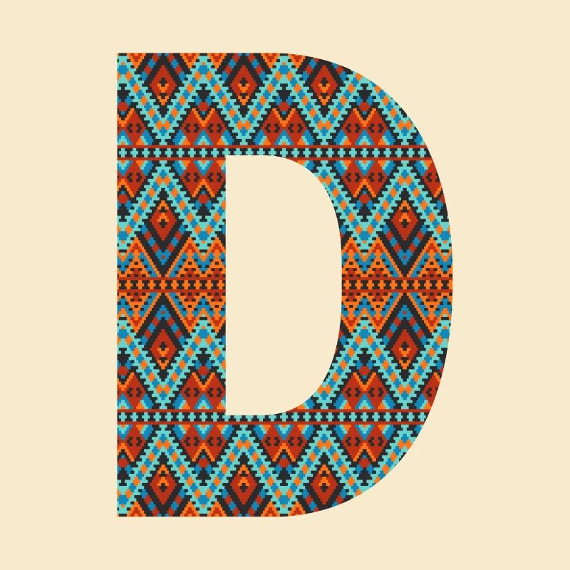 Letter D- boho design, Colorful monogram