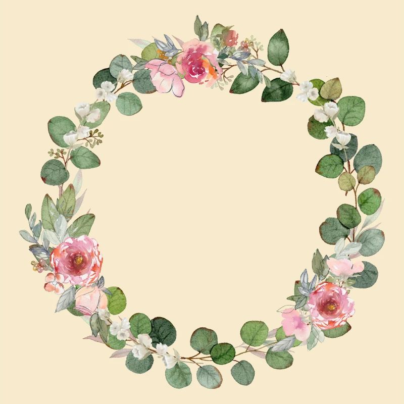 Modern flower wreath circle can be personalized