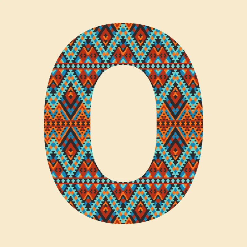 Buchstabe O- Boho-Design, buntes Monogramm