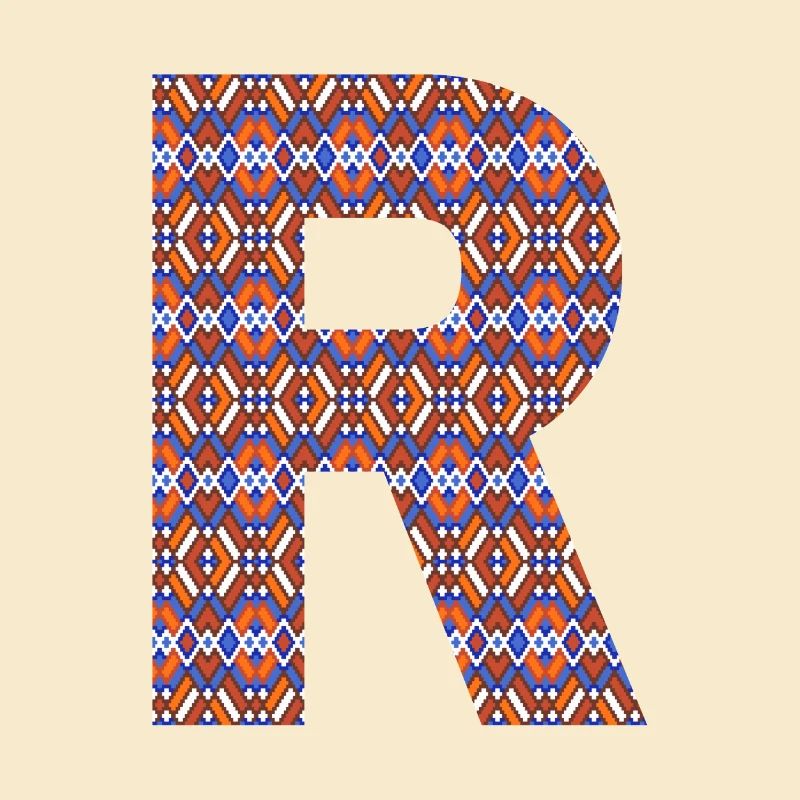 Monogramm Buchstabe R - geometrisches Muster