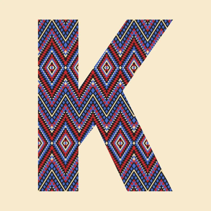 Monogram Letter K- geometric pattern