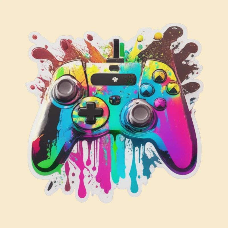 Gaming Controller Rainbow Splash