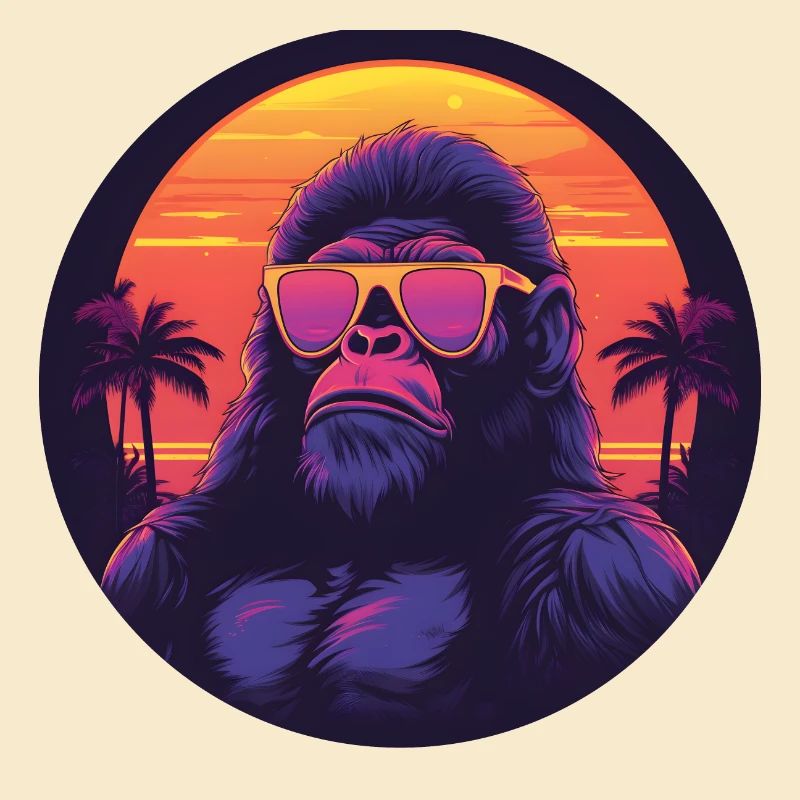 Synthwave gorilla Sunset
