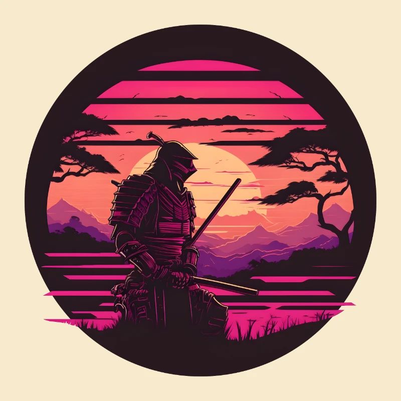 Synthwave Samurai avec katana
