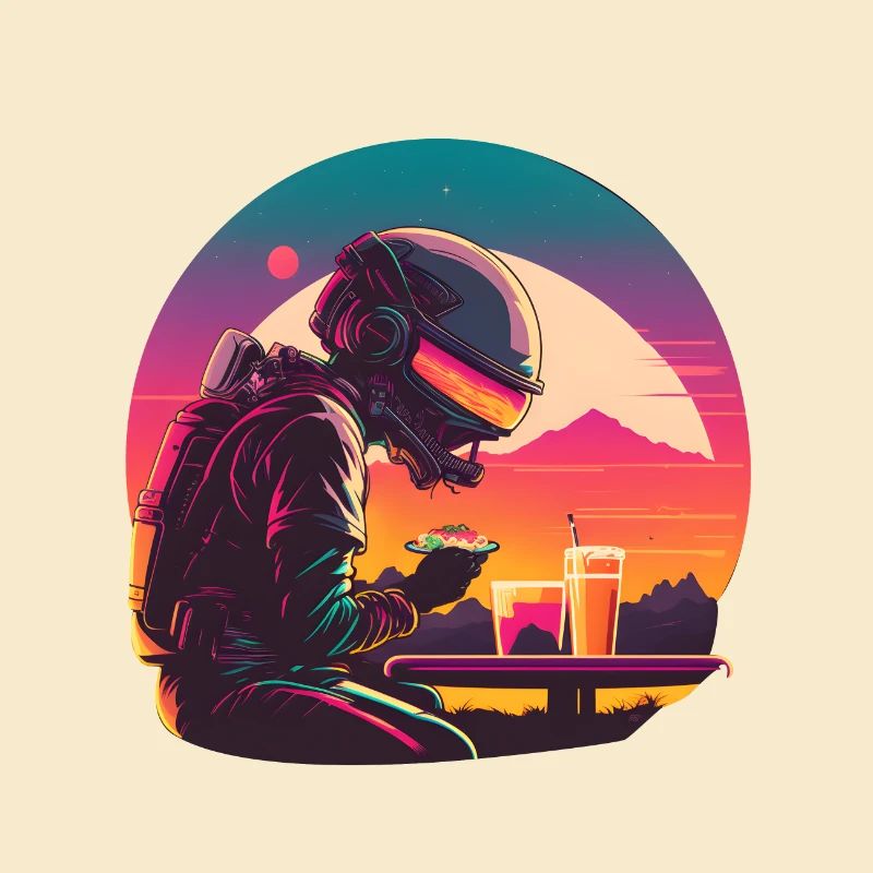 Dîner spatial des astronautes Synthwave