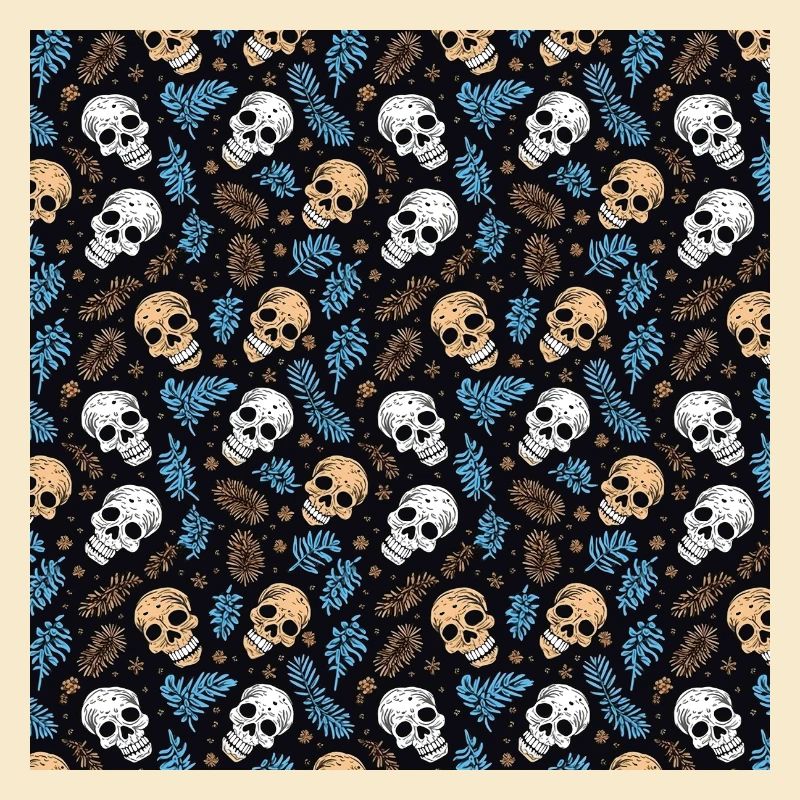 Skulls Seamless Pattern Gothic Dark Halloween