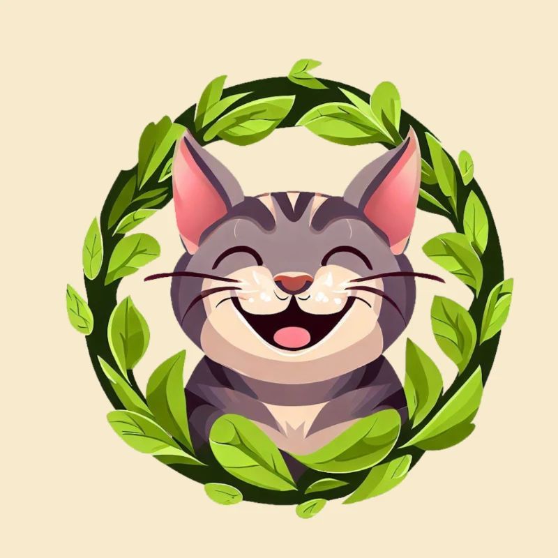 Chat dans un cercle de feuilles