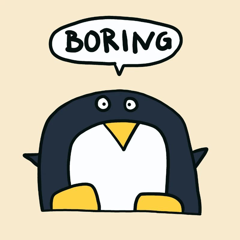 Gelangweilter Pinguin sagt Boring