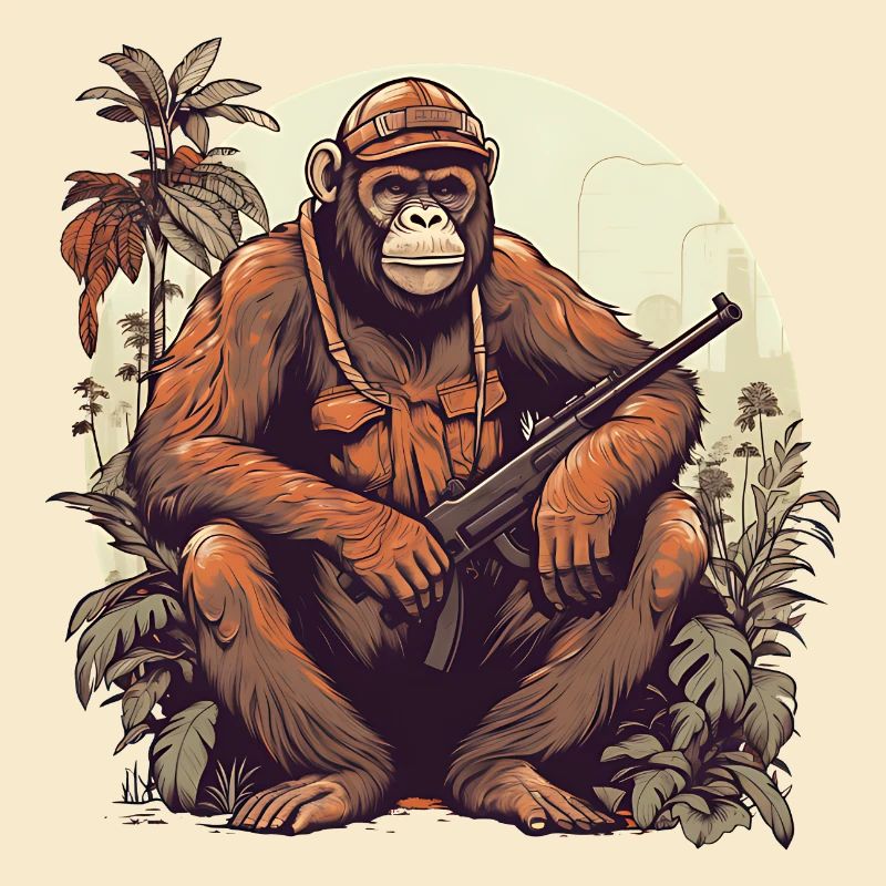 Armed monkey for rainforest protection