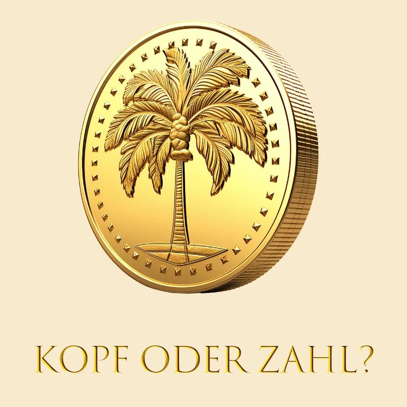 Goldener Münzwurf „Kopf oder Zahl?“ deutsch