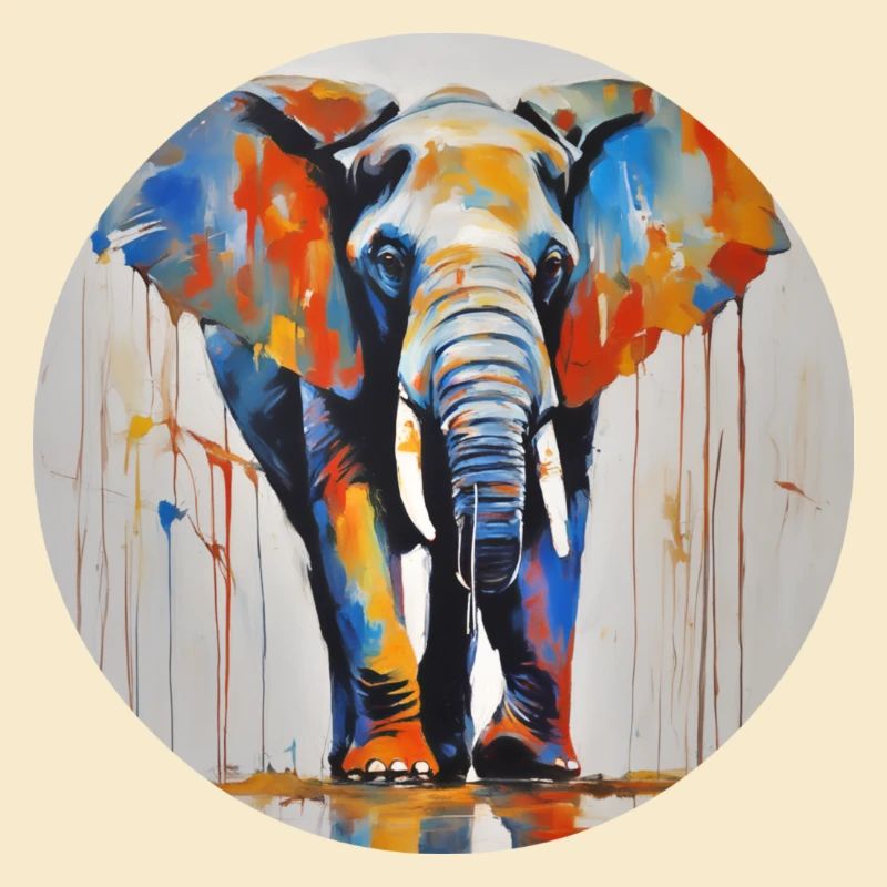 Elefant im Farbeimer