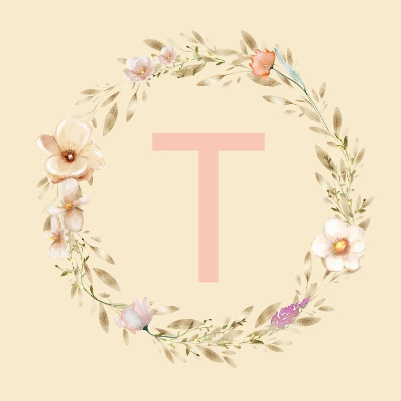 Customizable Monogram T Flower Wreath Boho