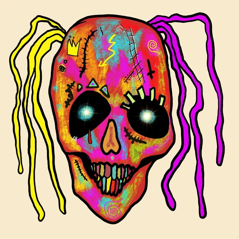 Neon Patchwork Schädel