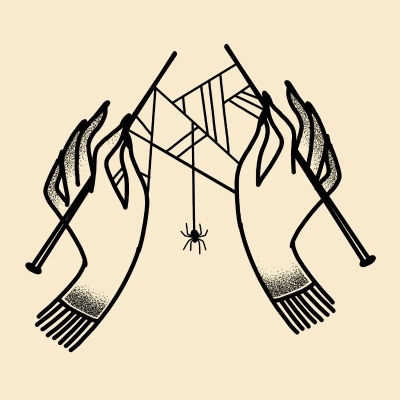 Witchcore Boho Hands Knitting Spiderwebs
