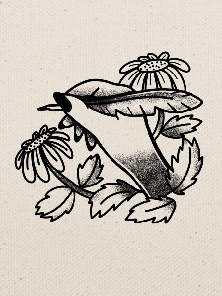 Hexen-Boho-Tattoo-Handschrift mit Löwenzahn
