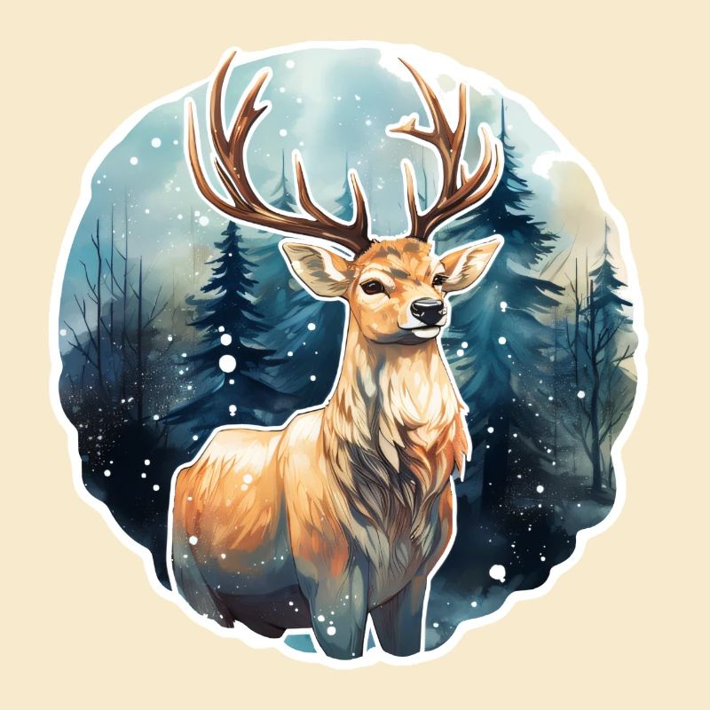 Deer in snowy forest