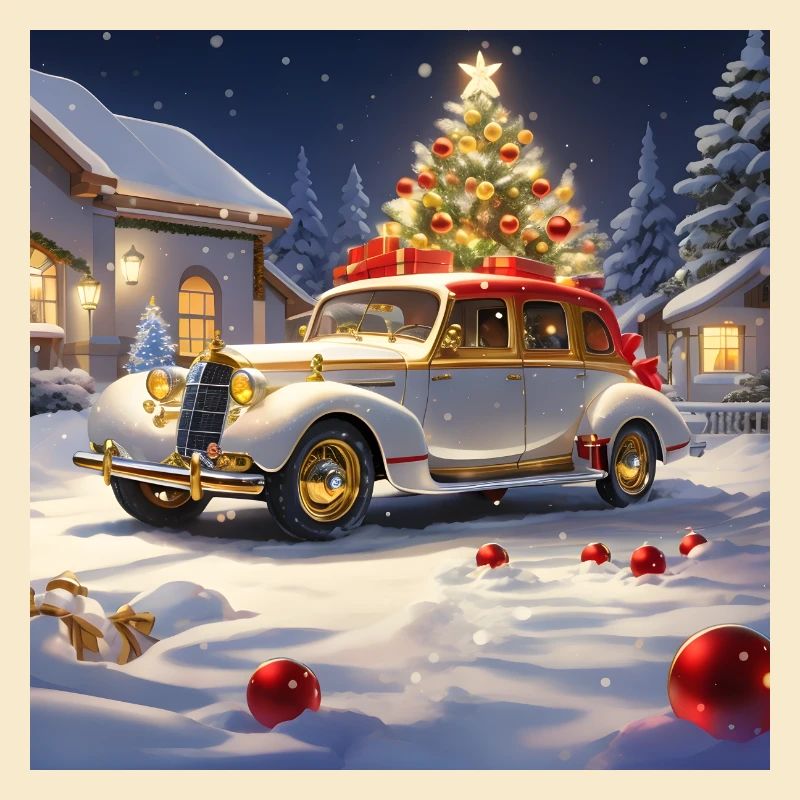 OLDTIMER IM SCHNEE ZU WEIHNACHTEN