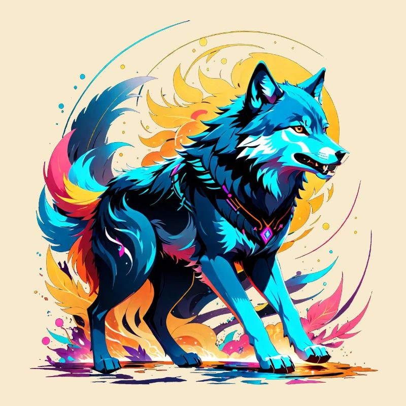 loup en couleur