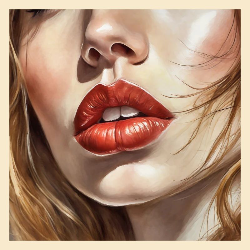 nice female lips black lipstick comic drawing