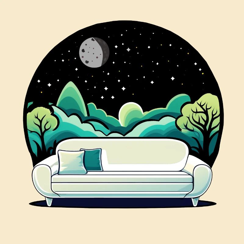 Runde Farbige Illustration eines Sofas mitNatur