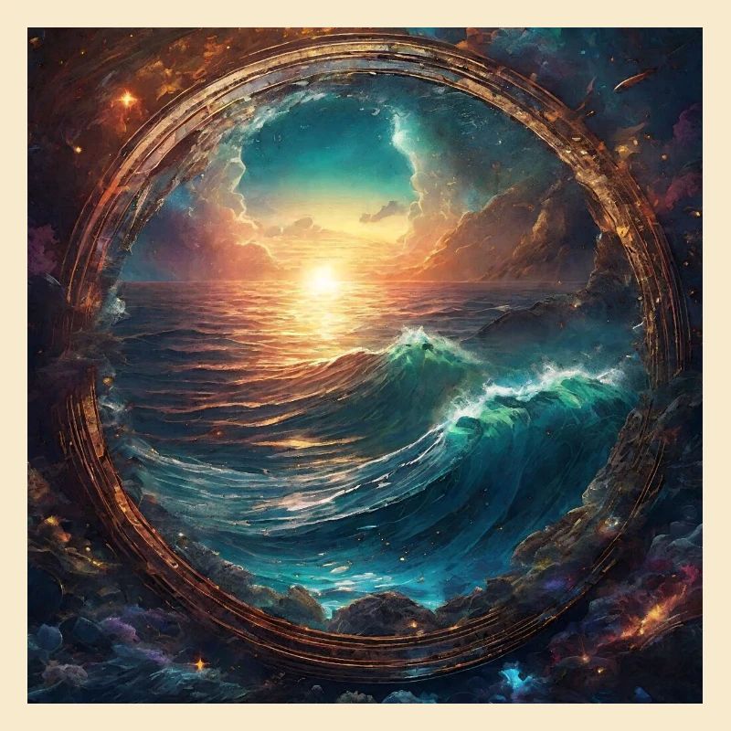 Sea,Water,Sunset,Circle,Gold