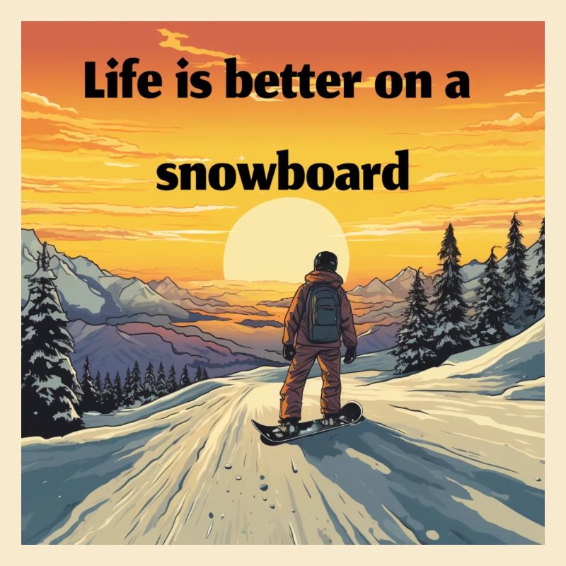 Snowboard Loving Retro Sunset Style