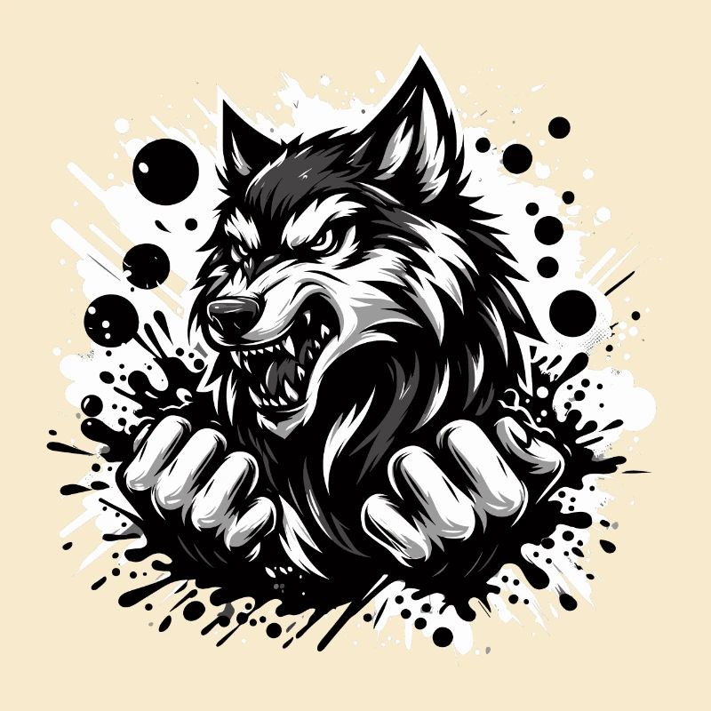 Wolf schwarz weiss