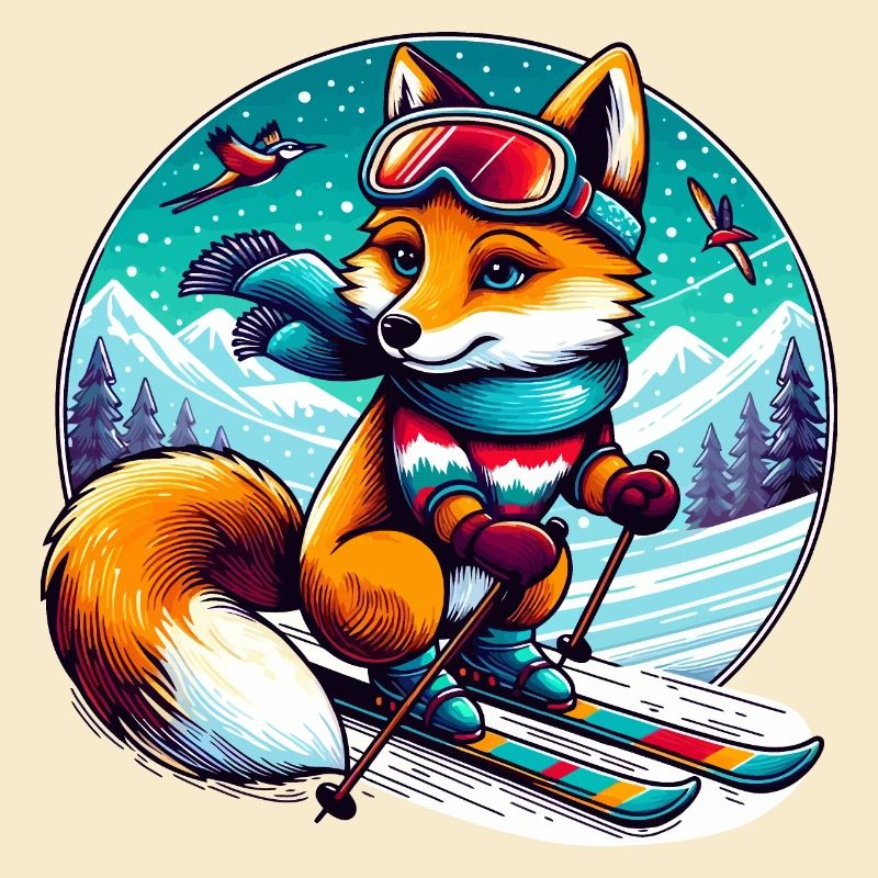 Fuchs mit Ski