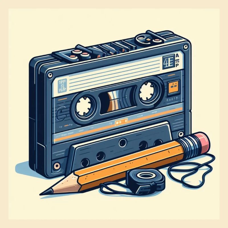 Bleistift und Kassette
