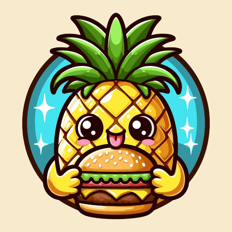 Süße Ananas isst einen Burger