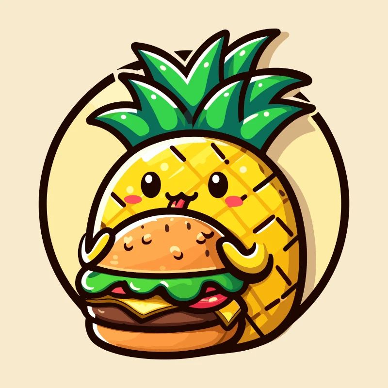Pineapple eats a burger