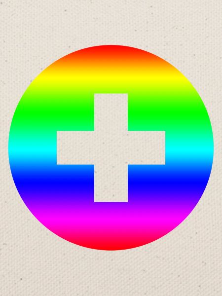 Runder Regenbogen plus Kreuz