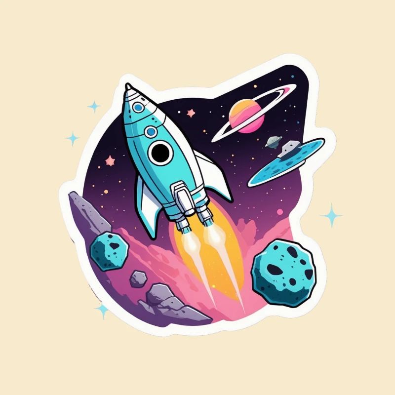 Rocket flying through space