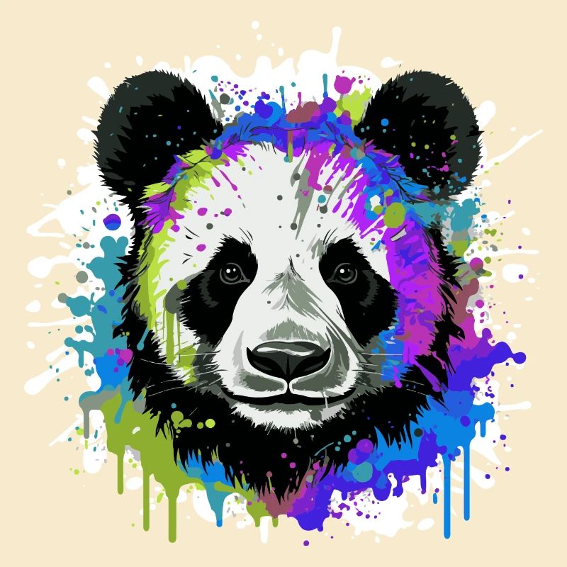 Panda Kopf Porträt Bunt