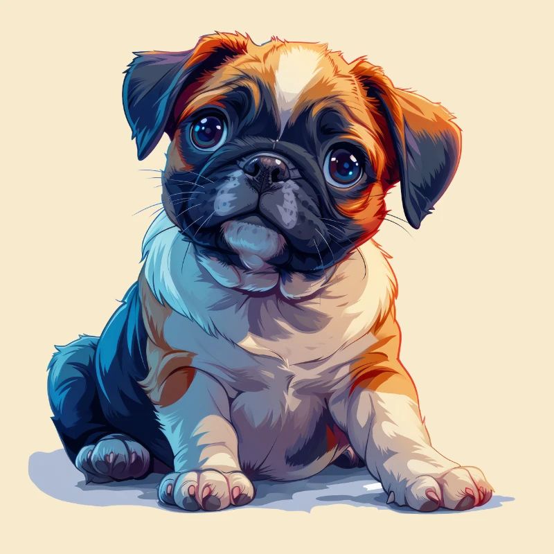 Chiot carlin assis