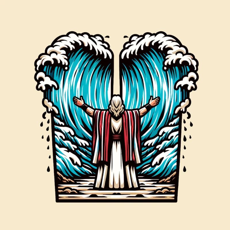 Moses teilt das Meer.