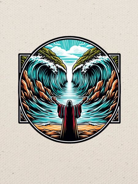 Moses teilt das Meer.