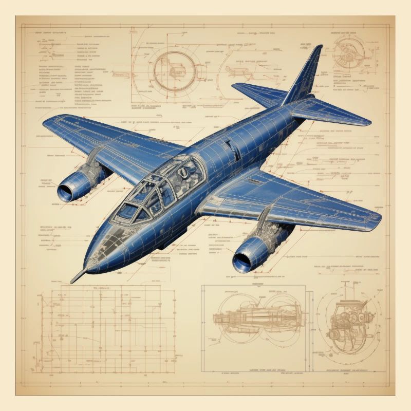 Blaupause eines Düsenflugzeugs