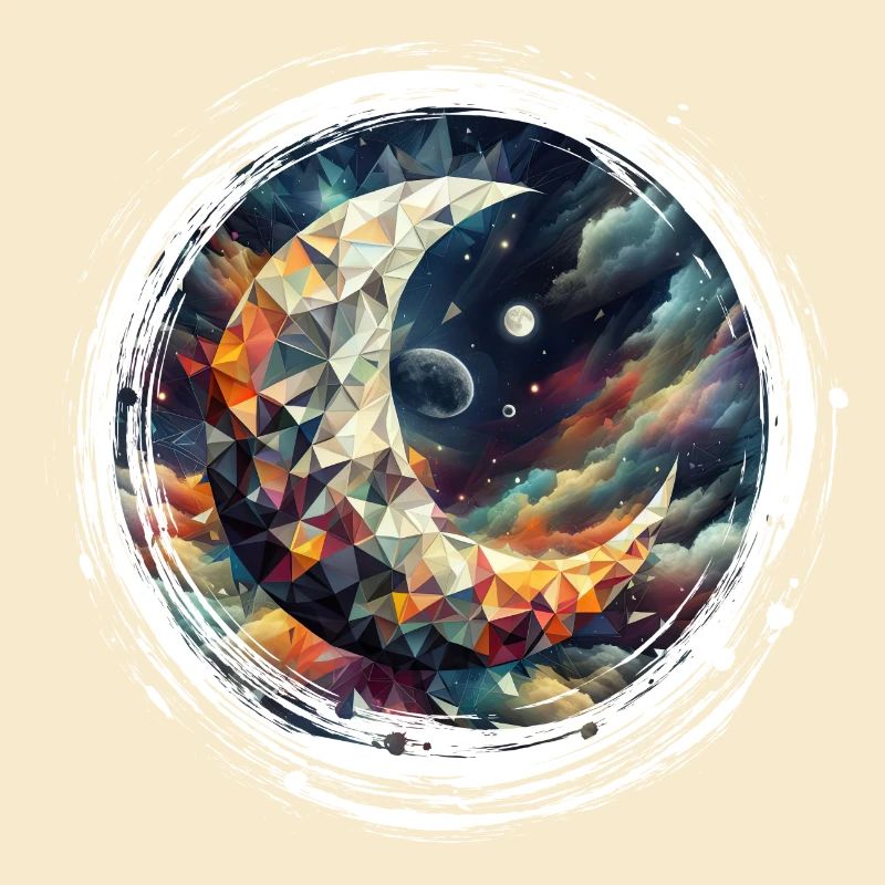 Moon Vector Triangles Space Nebula