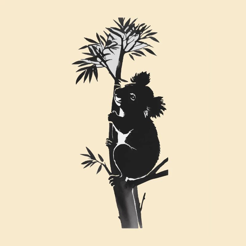 Silhouette eines Koalas, der sich an einen Baum