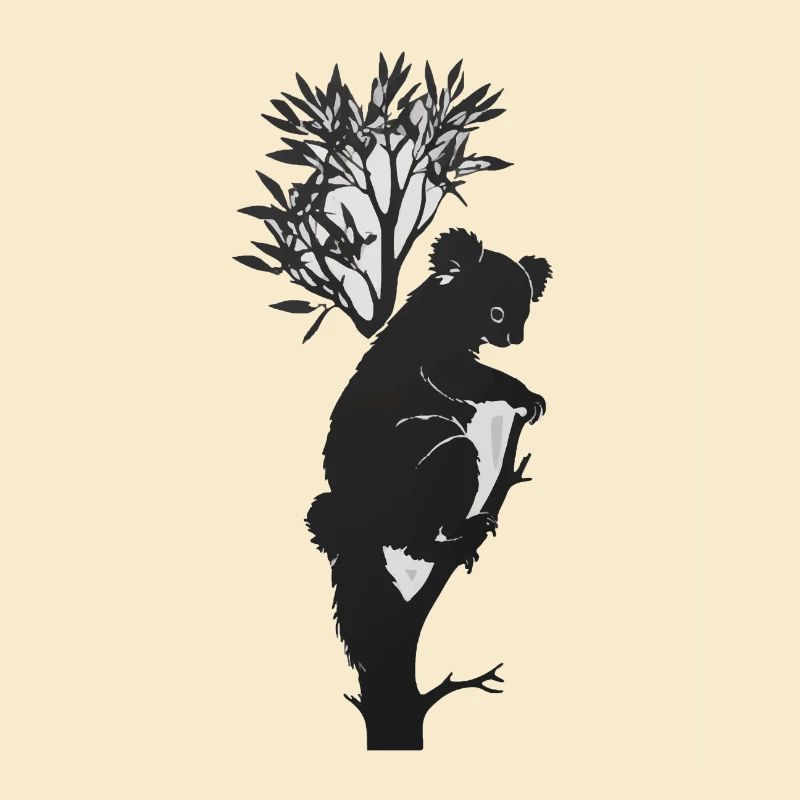 Silhouette eines Koalas, der sich an einen Baum