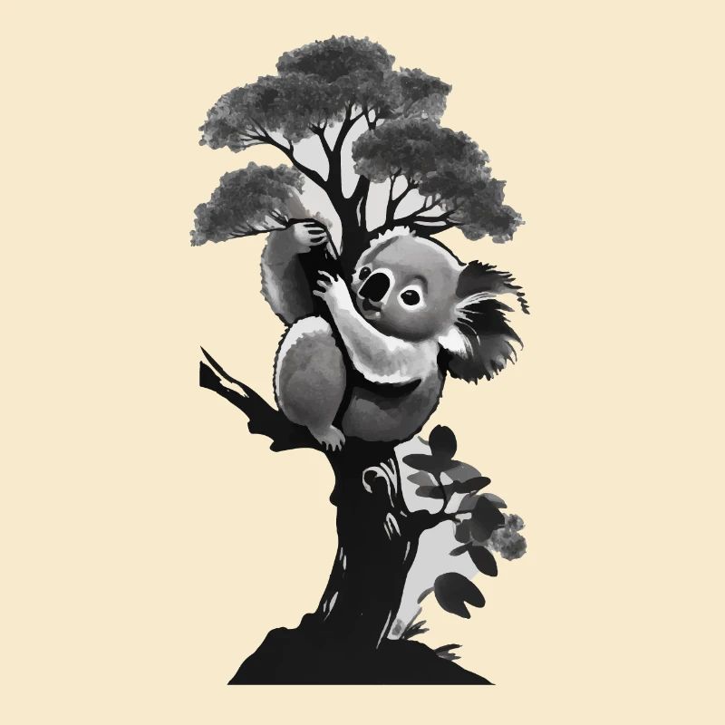Silhouette eines Koalas, der sich an einen Baum