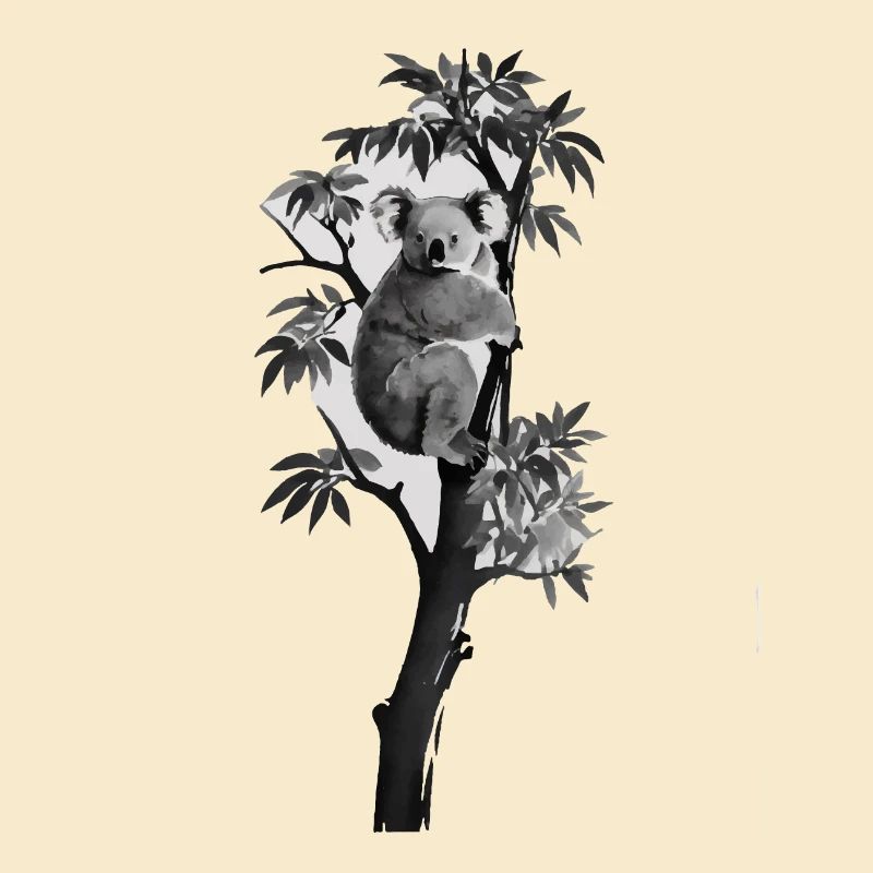 Silhouette eines Koalas, der sich an einen Baum
