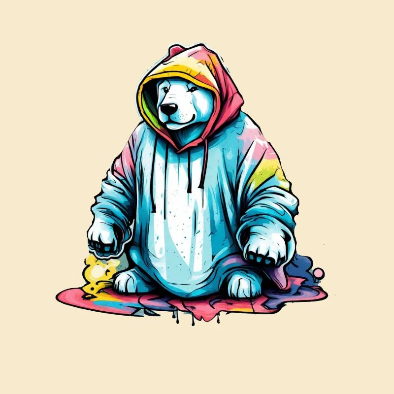 Cool polar bear wrapped up warm for winter