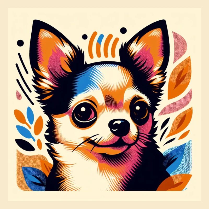 Chihuahua Risograph Vector Style 2