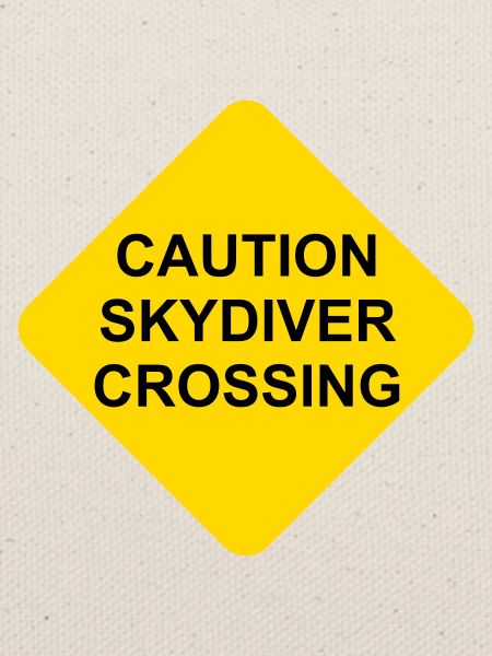 Schild Caution Skydiver Crossing