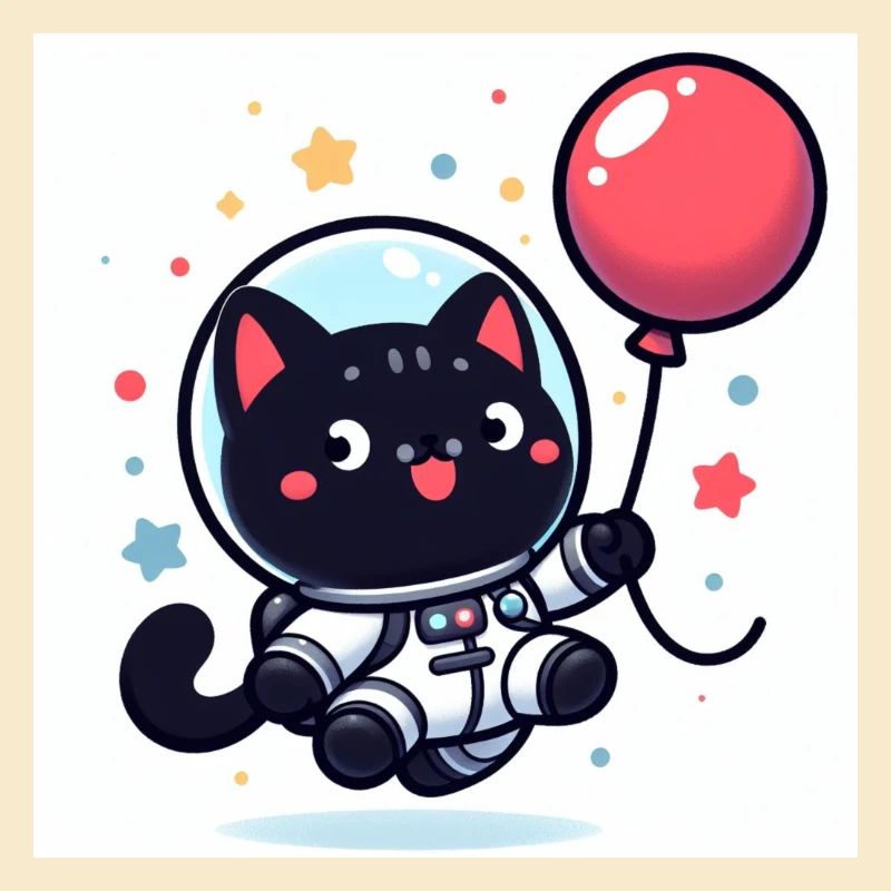 Chat mignon de l’espace en combinaison spatiale avec un ballon